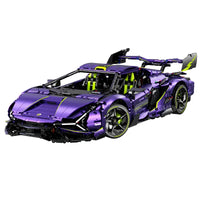 Lamborghini Purple Bull en briques 1:8 – vue trois-quarts avant montrant le capot et les phares