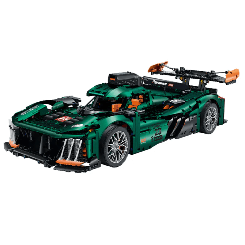 Peugeot Le Mans en briques 1:8 – vue trois-quarts avant avec carénage aérodynamique