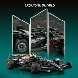 F1 Racing Car Reobrix en briques 1:8 – vue de profil montrant les pontons et l'aileron