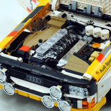 Audi Sport Quattro S1 Group B en briques 1:8 – gros plan sur le cockpit rallye détaillé