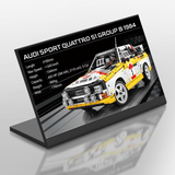 Audi Sport Quattro S1 Group B en briques 1:8 – capot ouvert révélant le bloc moteur