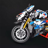 Superbike M1000 RR Reobrix 99040 en briques — vue de profil livrée M Sport bleu rouge blanc