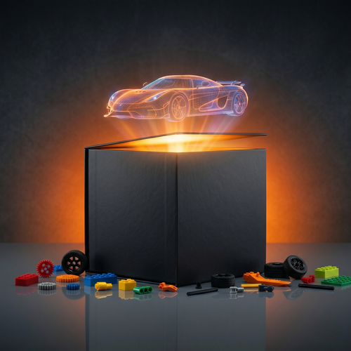 Mystery Box TrackBricks - coffret surprise véhicule en briques avec hologramme supercar