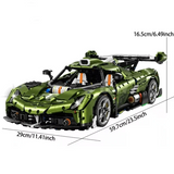 Koenigsegg en briques 1:8 – vue plongeante de l'ensemble du modèle assemblé