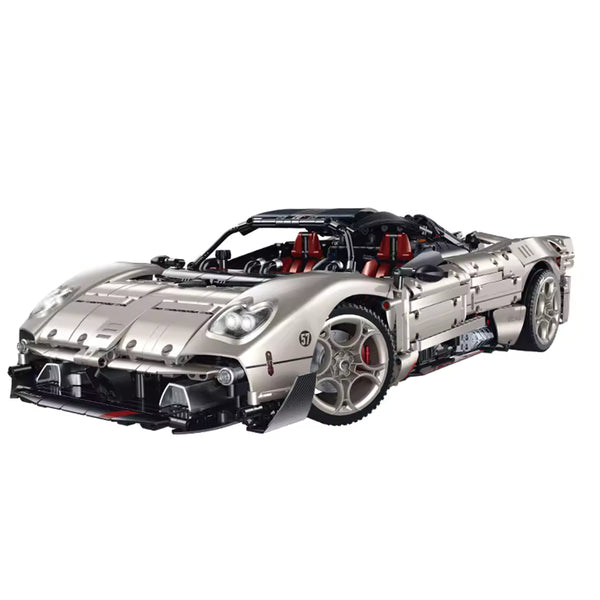 Pagani Utopia en briques vue de profil - supercar détaillée échelle 1:8 avec portes ouvrantes