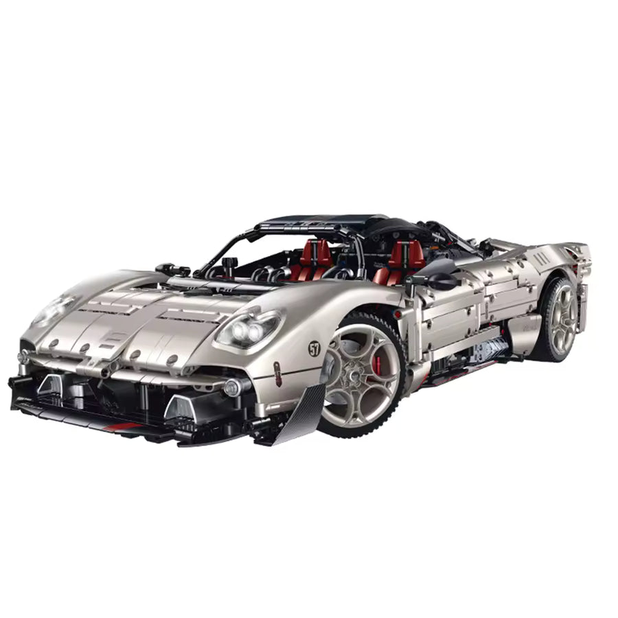 Pagani Utopia en briques vue de profil - supercar détaillée échelle 1:8 avec portes ouvrantes