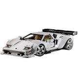 Lamborghini Countach en briques 1:8 – vue trois-quarts avant avec design angulaire iconique