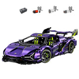 Lamborghini Purple Bull en briques 1:8 – vue du dessus montrant les lignes du toit