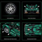 Peugeot Le Mans en briques 1:8 – gros plan sur le cockpit racing détaillé
